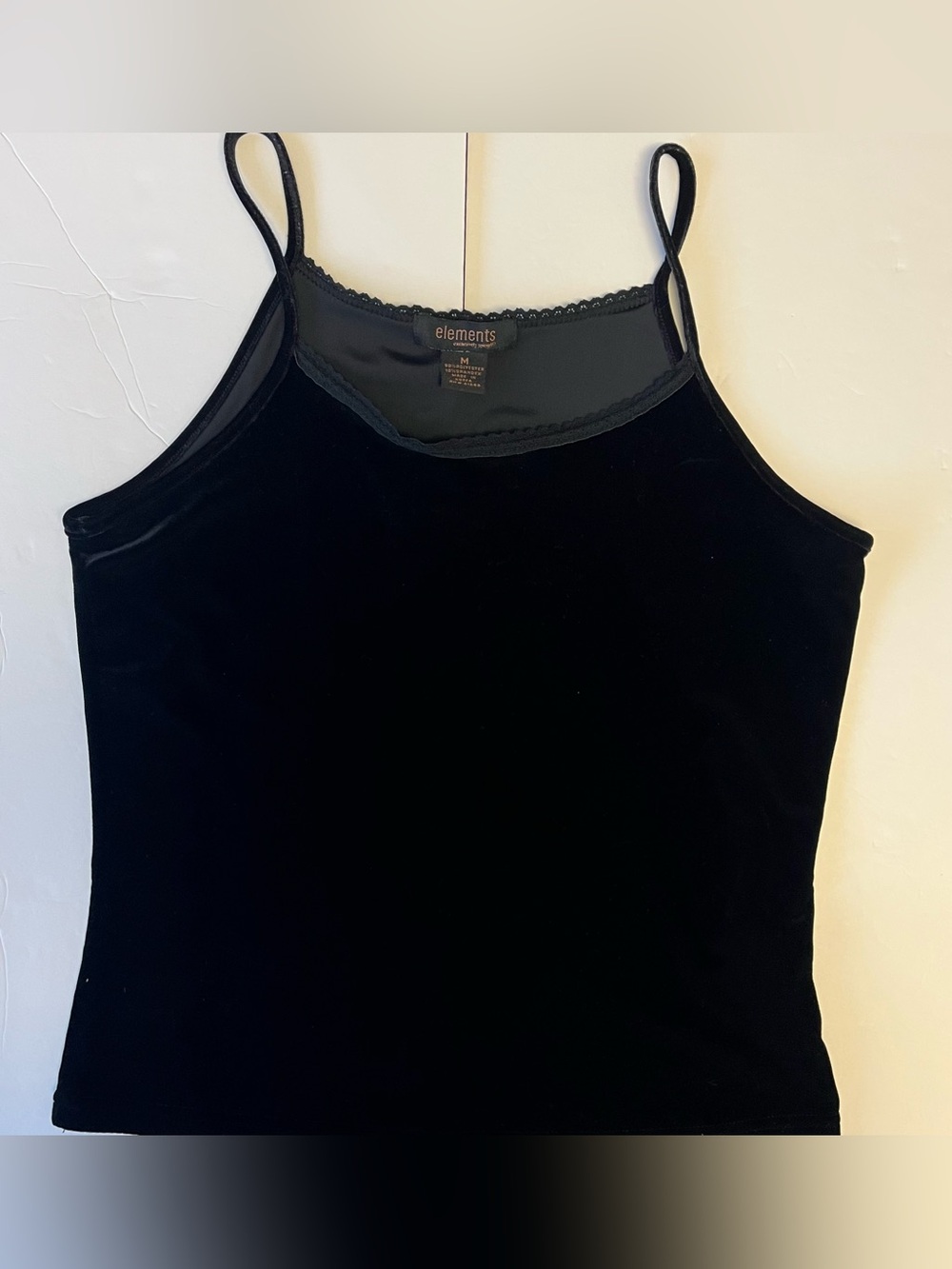 Vintage Element Black Velvet Camisole Tank Top Medium